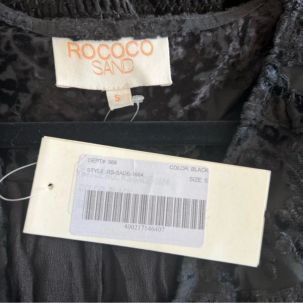 Rococo Sand Sade Lace Trim Mini Dress in Black NWT